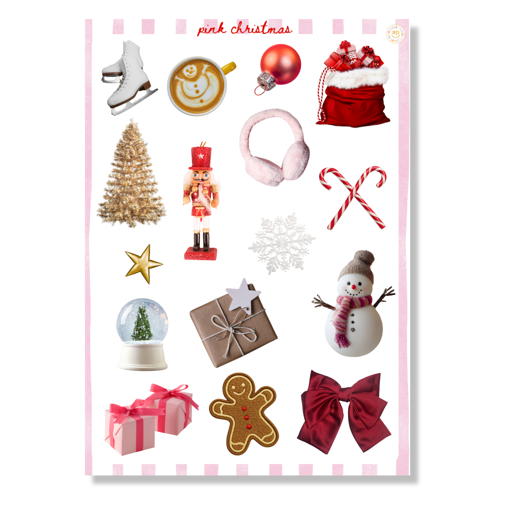Christmas Scrapbook Stickers, 5x7 Glossy Vinyl Trinket Stickers