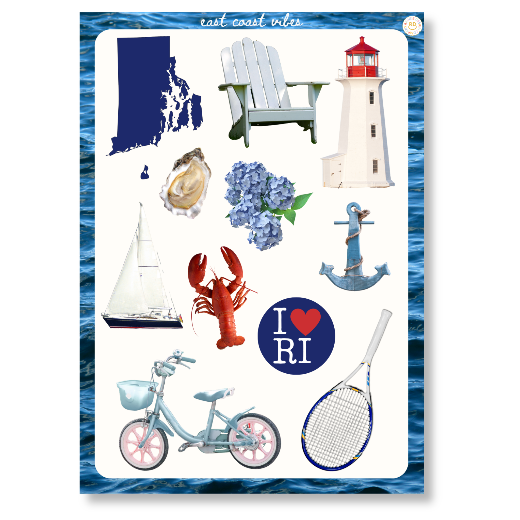 Rhode Island Sticker Sheet 5x7