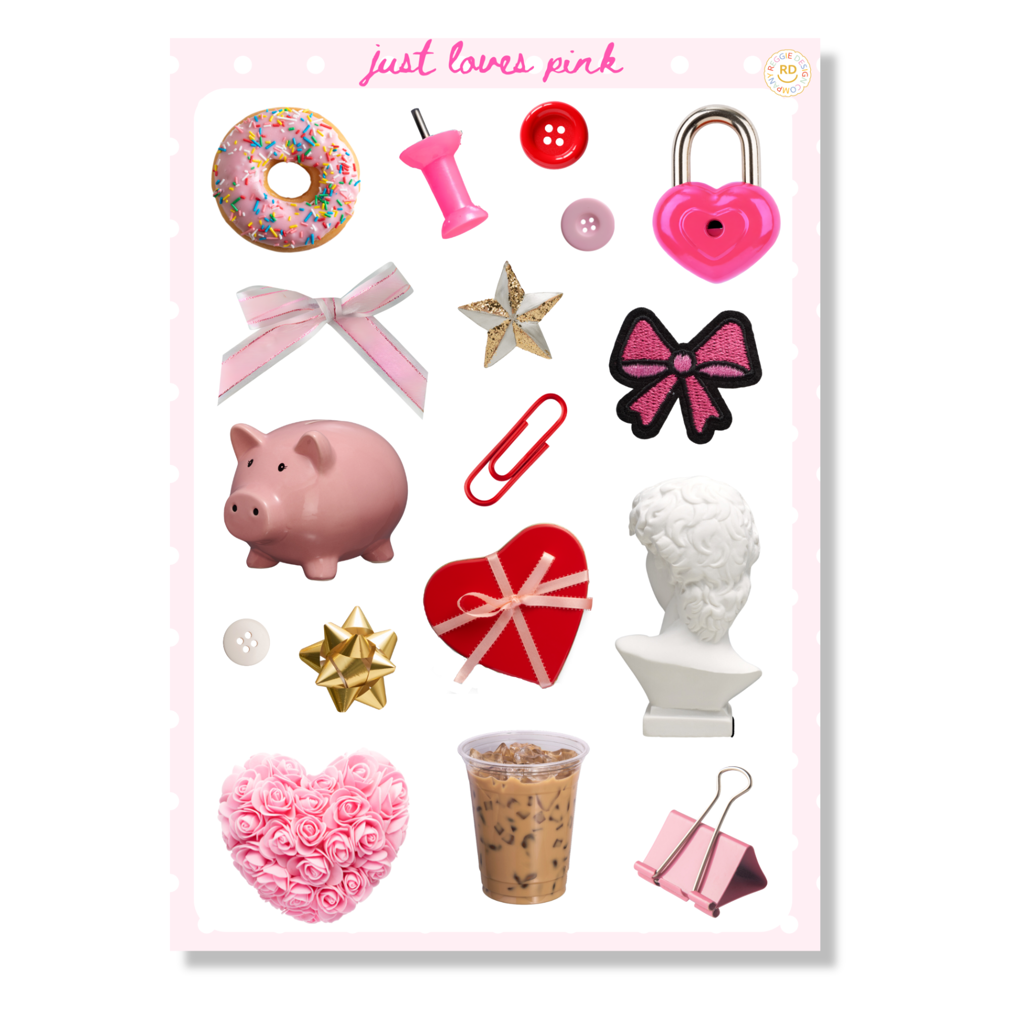 Pink Junk Journal 5x7 Sticker Sheet,Scrapbook Stickers, Journal Cover Stickers,Kiss Cut Sticker Sheet, Junk Journal Supplies, Vinyl Stickers