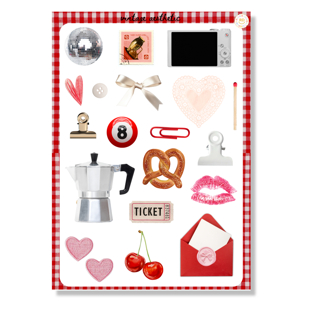 Vintage Junk Journal 5x7 Sticker Sheet,Scrapbook Stickers, Journal Cover Stickers,Kiss Cut Sticker , Junk Journal Supplies, Vinyl Stickers