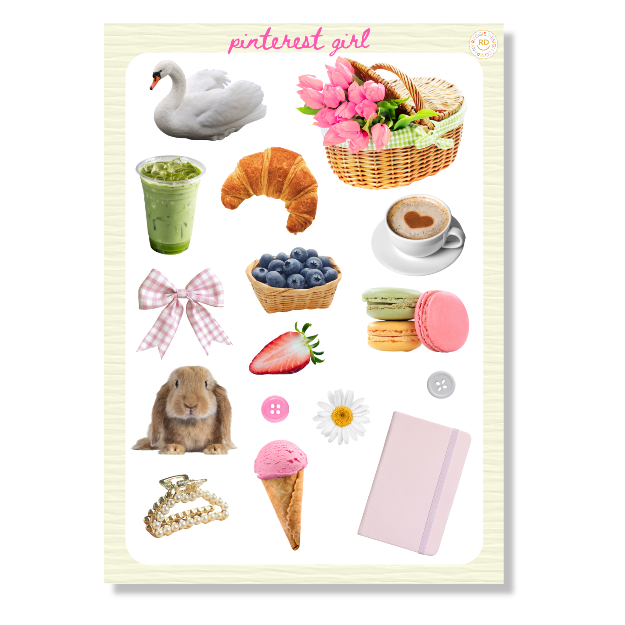 Pinterest Junk Journal 5x7 Sticker Sheet,Scrapbook Stickers, Journal Cover Stickers,Kiss Cut Sticker , Junk Journal Supplies, Vinyl Stickers