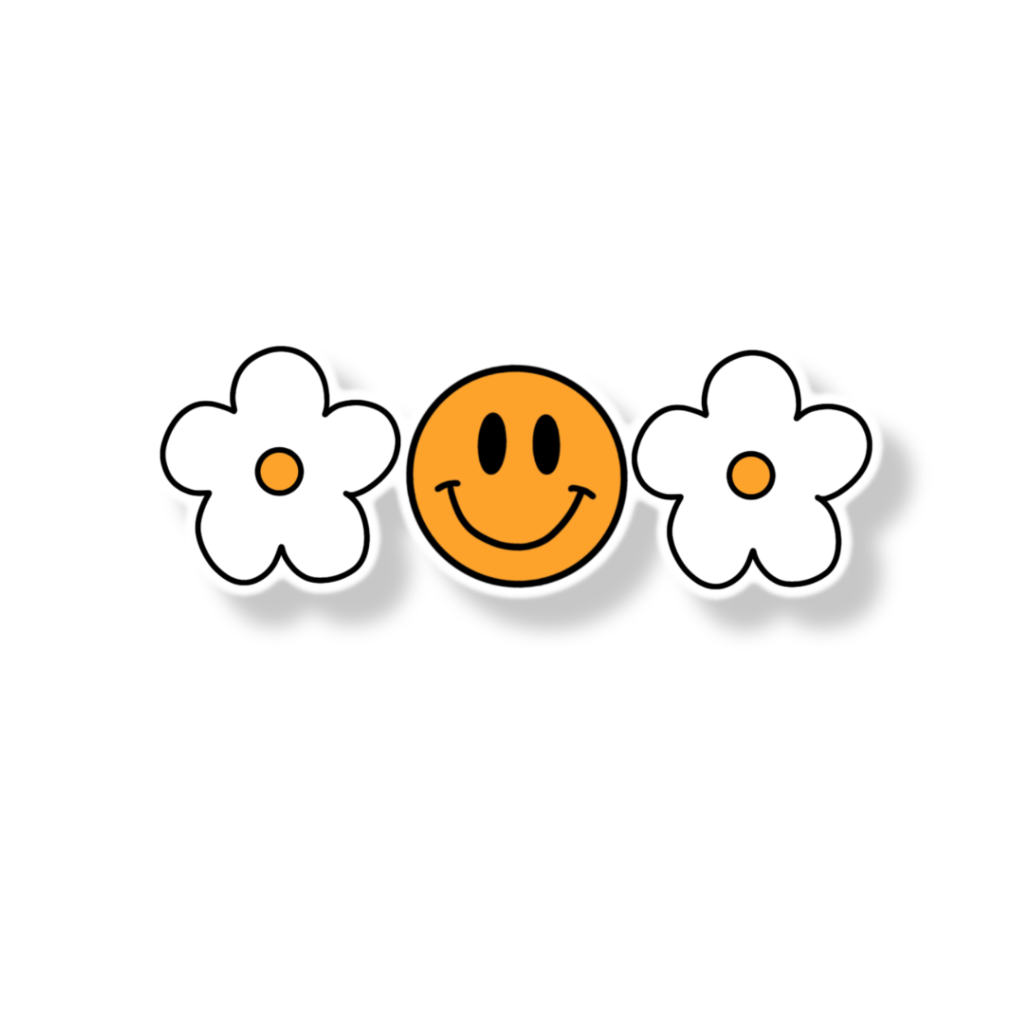 Smiley face flower sticker