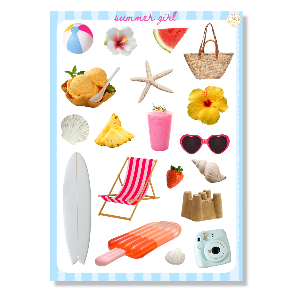 Summer Junk Journal 5x7 Sticker Sheet