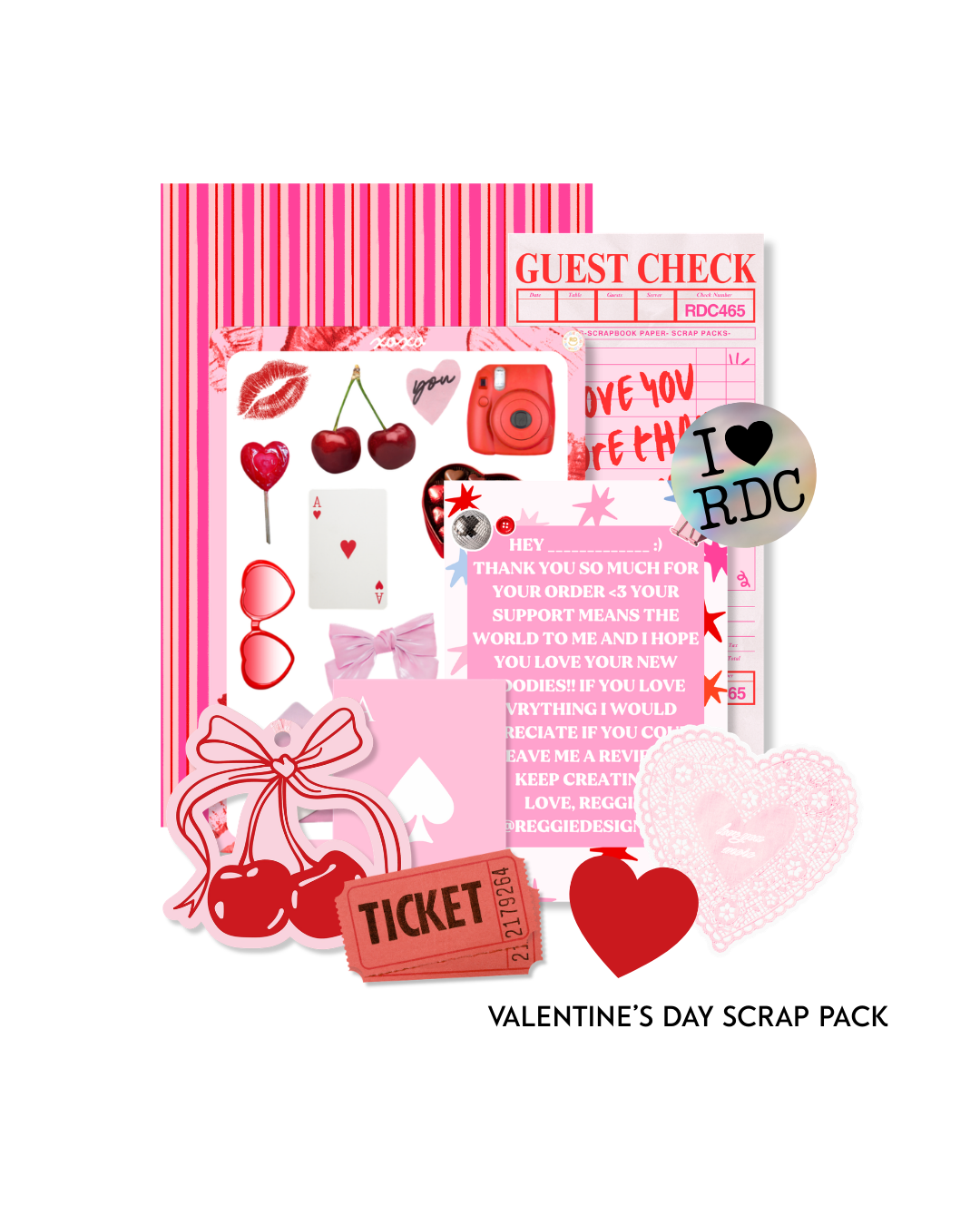 Valentine's Junk Journal Scrap Pack