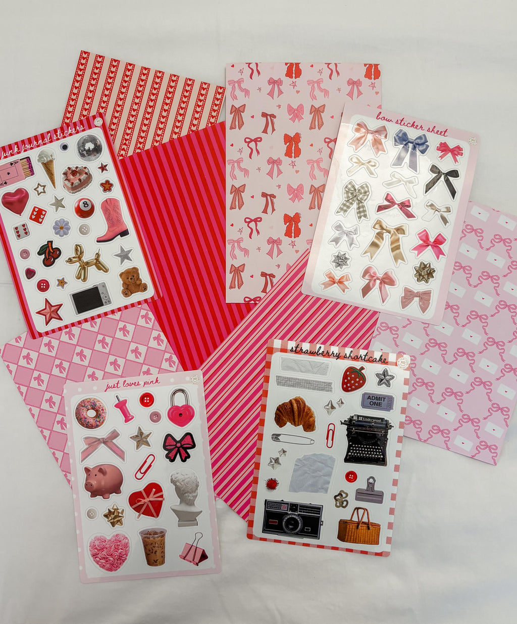 Journal Pattern Notebook 6 Pages -Scrapbooking,Journaling,Junk Journal,Vibrant Aesthetics Graphic Pattern,Scrapbook Paper,Pink,Red,Valentine