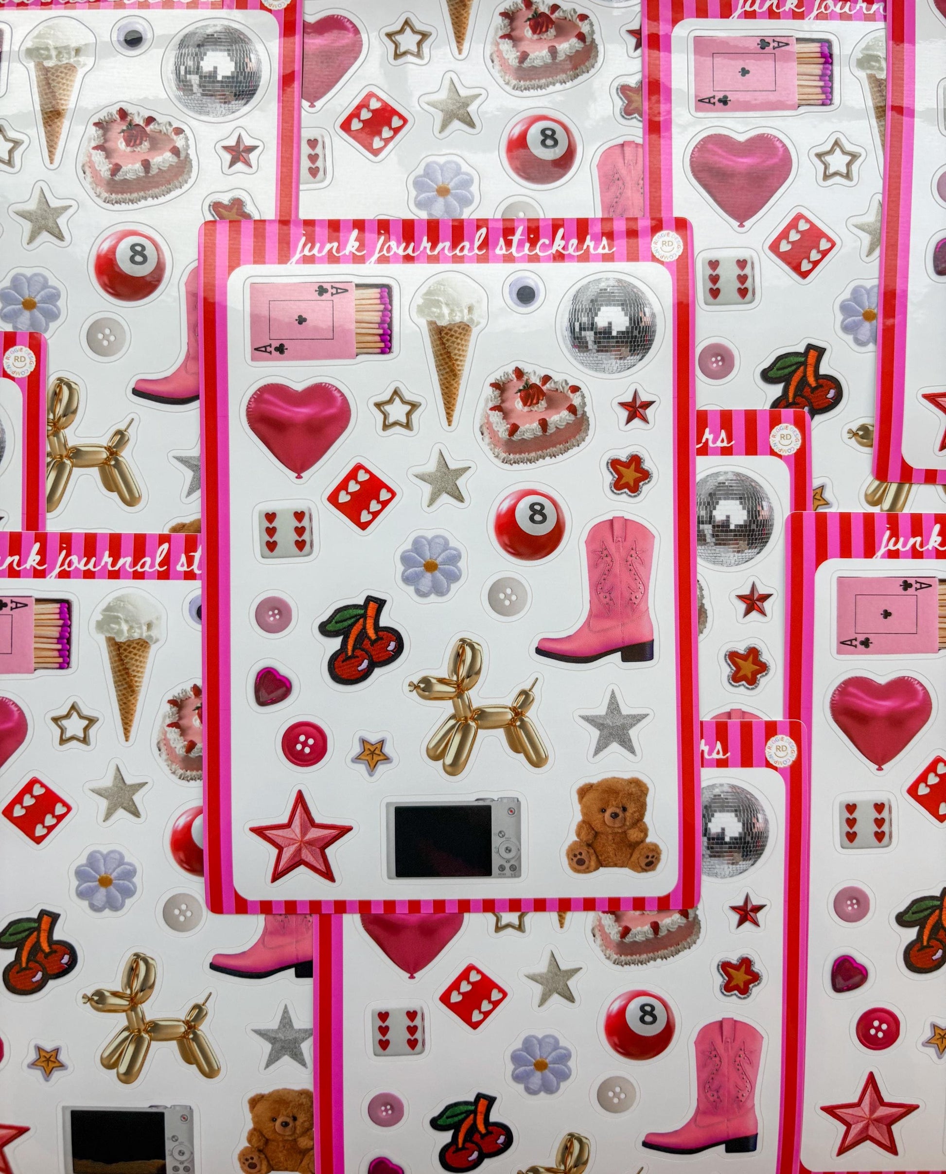 Trinket Junk Journal 5x7 Sticker Sheet,Scrapbook Stickers, Journal Cover Stickers,Kiss Cut Sticker , Junk Journal Supplies, Vinyl Stickers