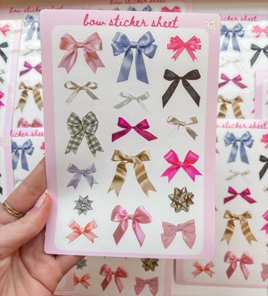 Bow Junk Journal 5x7 Sticker Sheet,Scrapbook Stickers, Journal Cover Stickers,Kiss Cut Sticker , Junk Journal Supplies, Vinyl Stickers