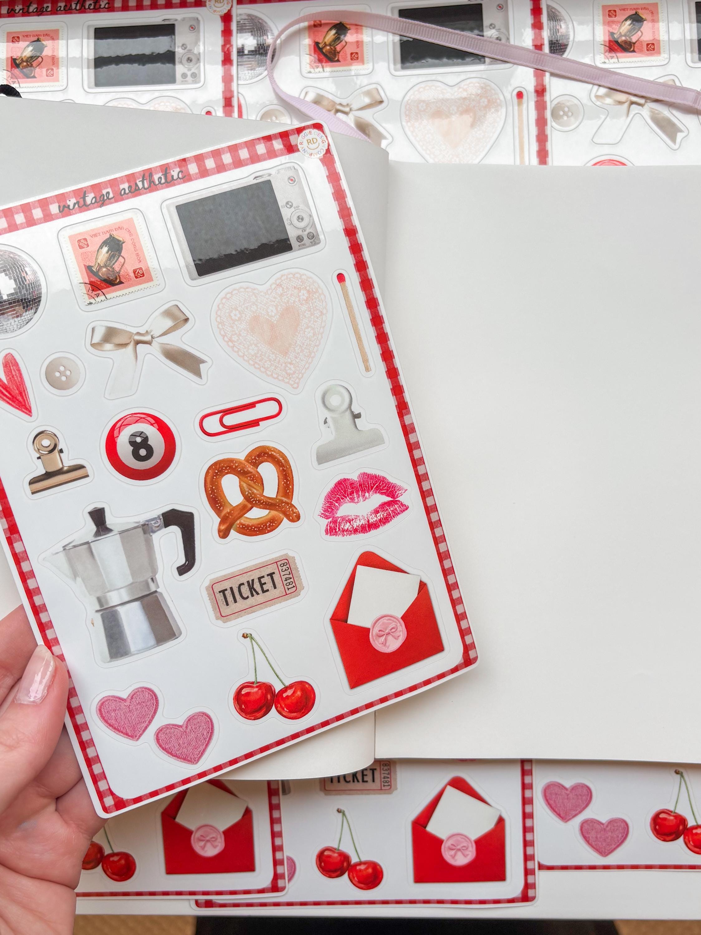 Vintage Junk Journal 5x7 Sticker Sheet,Scrapbook Stickers, Journal Cover Stickers,Kiss Cut Sticker , Junk Journal Supplies, Vinyl Stickers