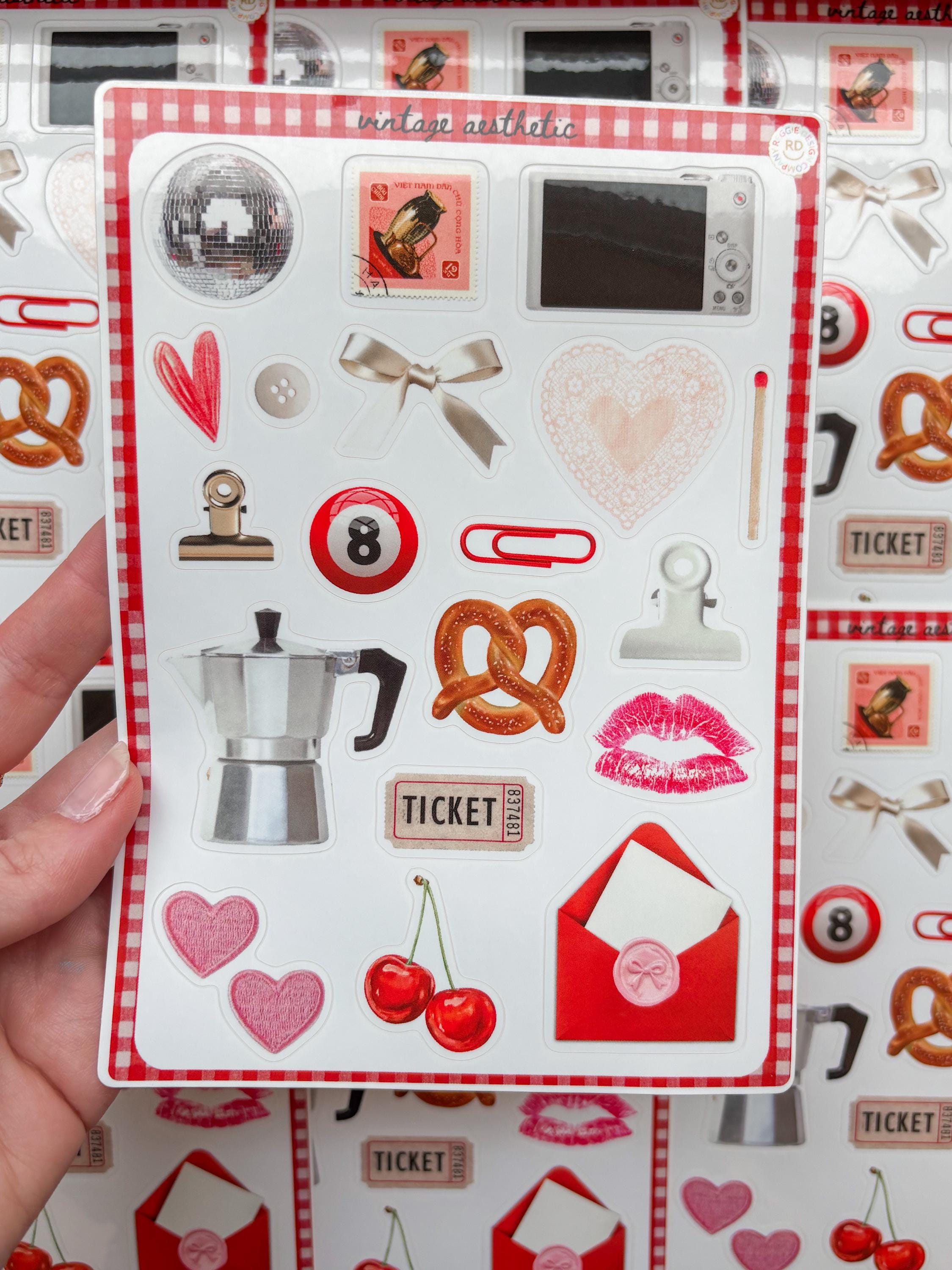 Vintage Junk Journal 5x7 Sticker Sheet,Scrapbook Stickers, Journal Cover Stickers,Kiss Cut Sticker , Junk Journal Supplies, Vinyl Stickers