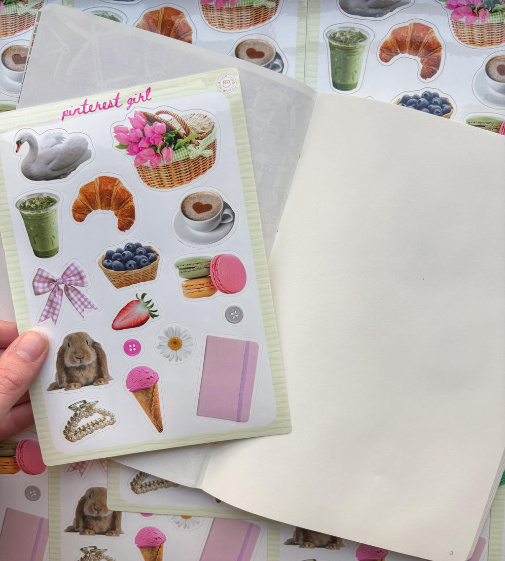 Pinterest Girl Junk Journal 5x7 Sticker Sheet