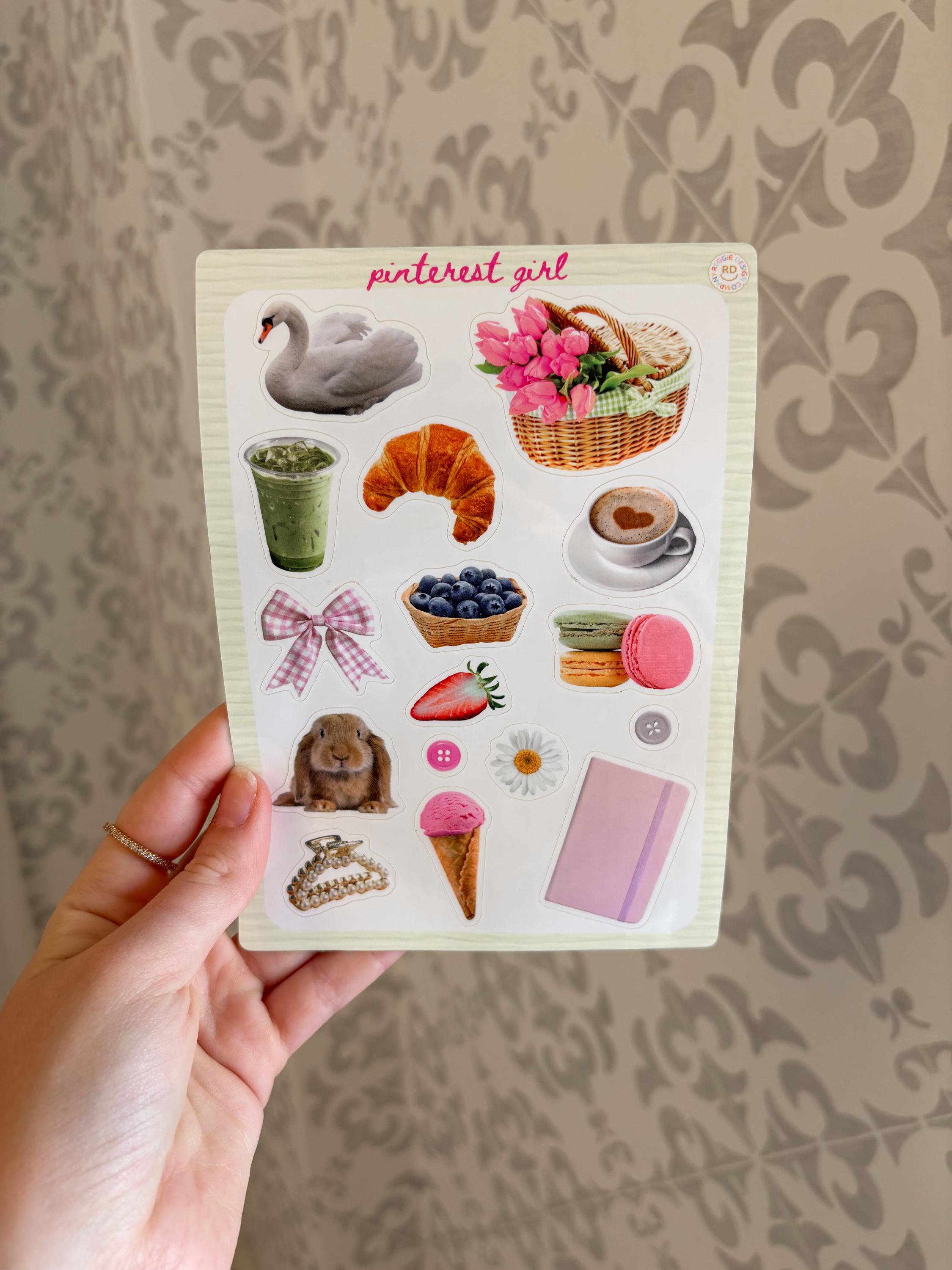 Pinterest Junk Journal 5x7 Sticker Sheet,Scrapbook Stickers, Journal Cover Stickers,Kiss Cut Sticker , Junk Journal Supplies, Vinyl Stickers