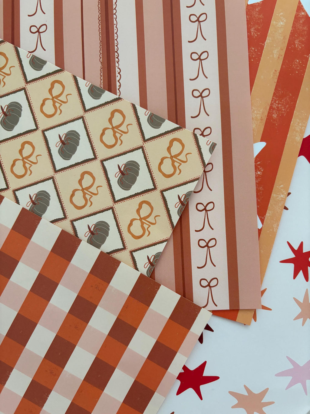 Fall Journal Pattern Notebook 5 Pages -Scrapbooking, Journaling, Junk Journal ,Autumn Aesthetics Graphic Pattern,Scrapbook Paper,Orange,red