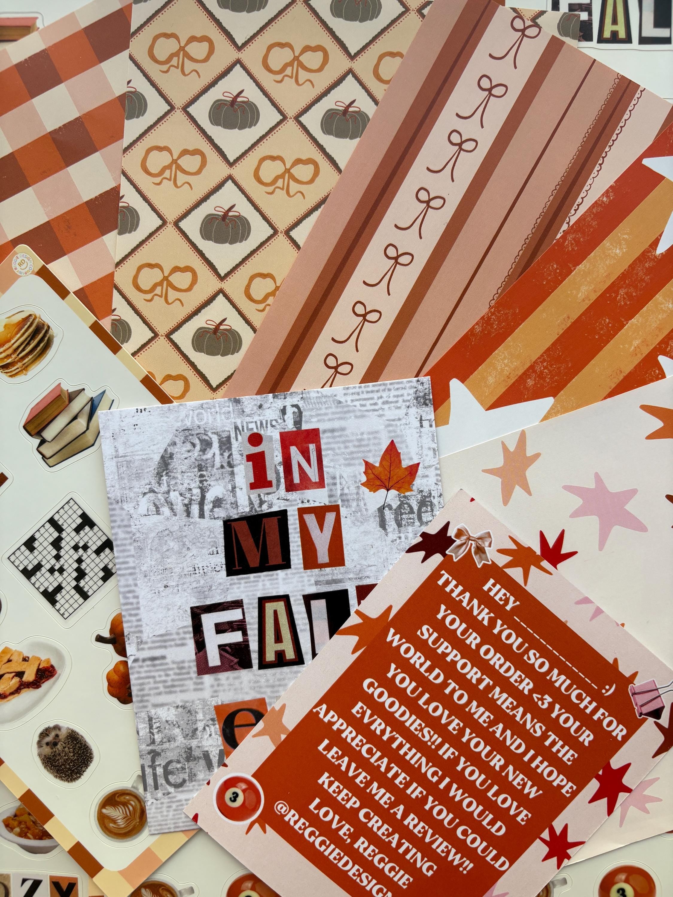 Fall Journal Pattern Notebook 5 Pages -Scrapbooking, Journaling, Junk Journal ,Autumn Aesthetics Graphic Pattern,Scrapbook Paper,Orange,red