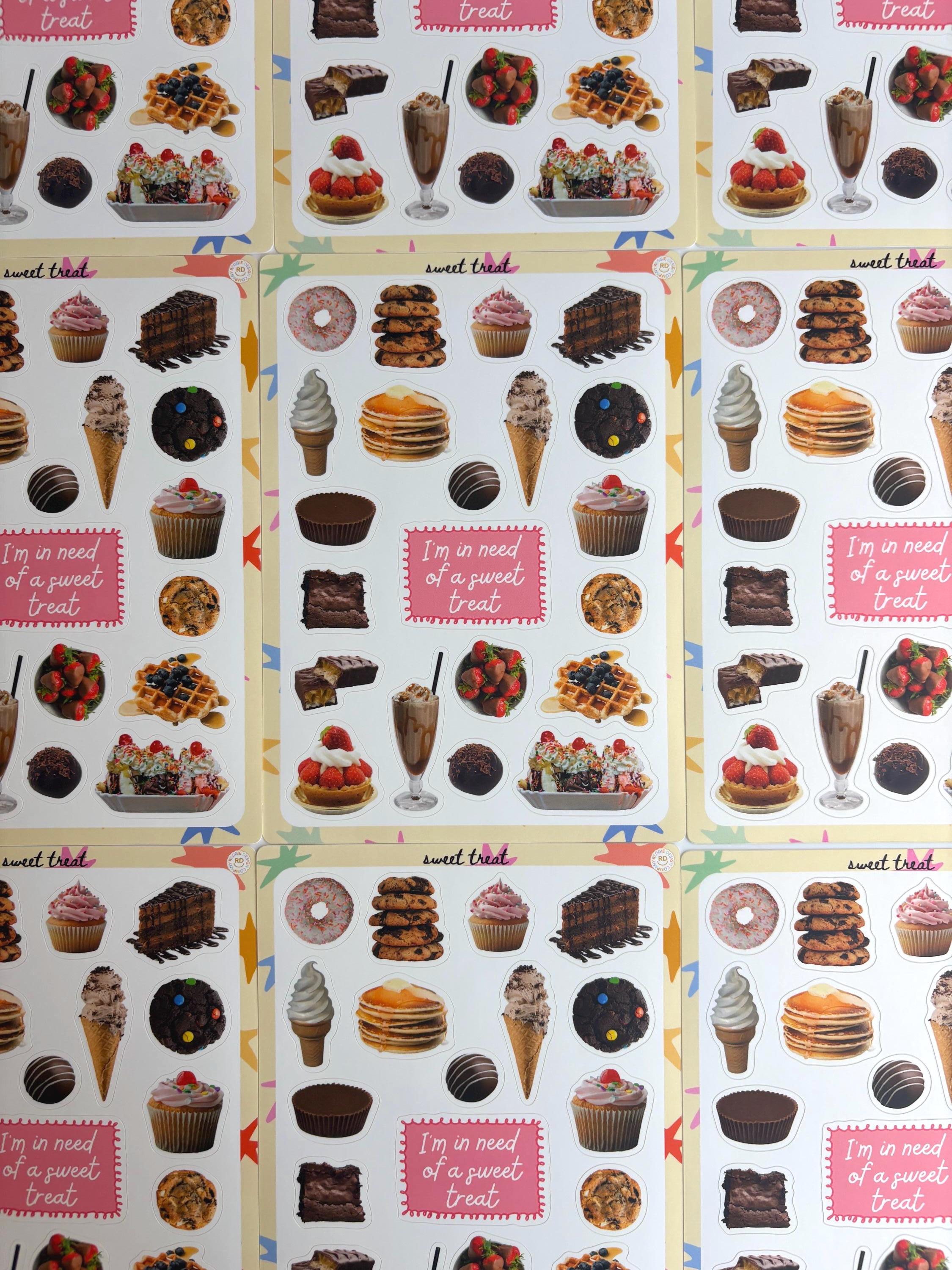 Sweet treat 5x7 Sticker Sheet,Scrapbook Stickers, Journal Cover Stickers,Kiss Cut Sticker , Junk Journal Supplies, Vinyl Stickers