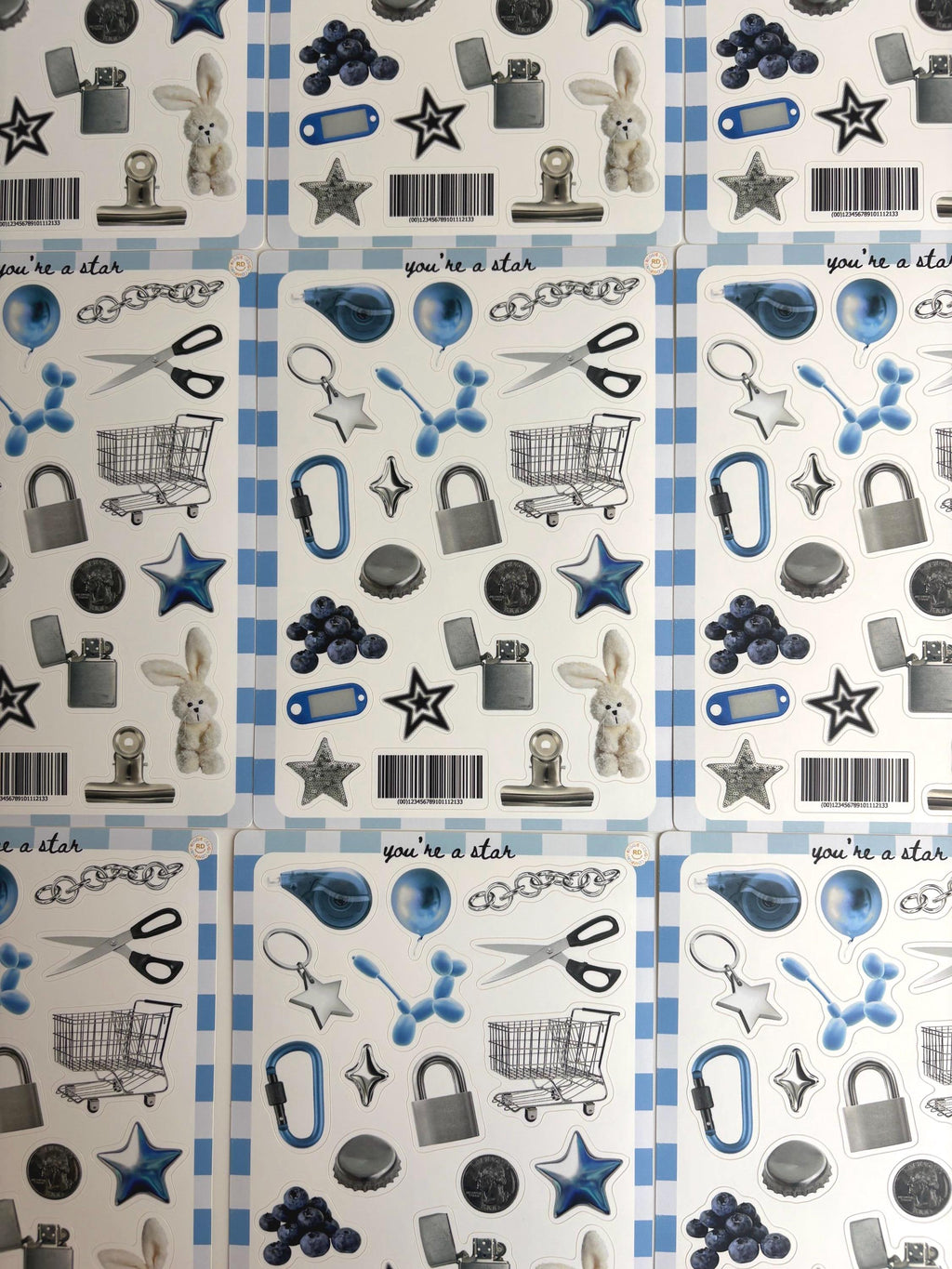 Blue Trinket Journal 5x7 Sticker Sheet,Scrapbook Stickers, Journal Cover Stickers,Kiss Cut Sticker , Junk Journal Supplies, Vinyl Stickers