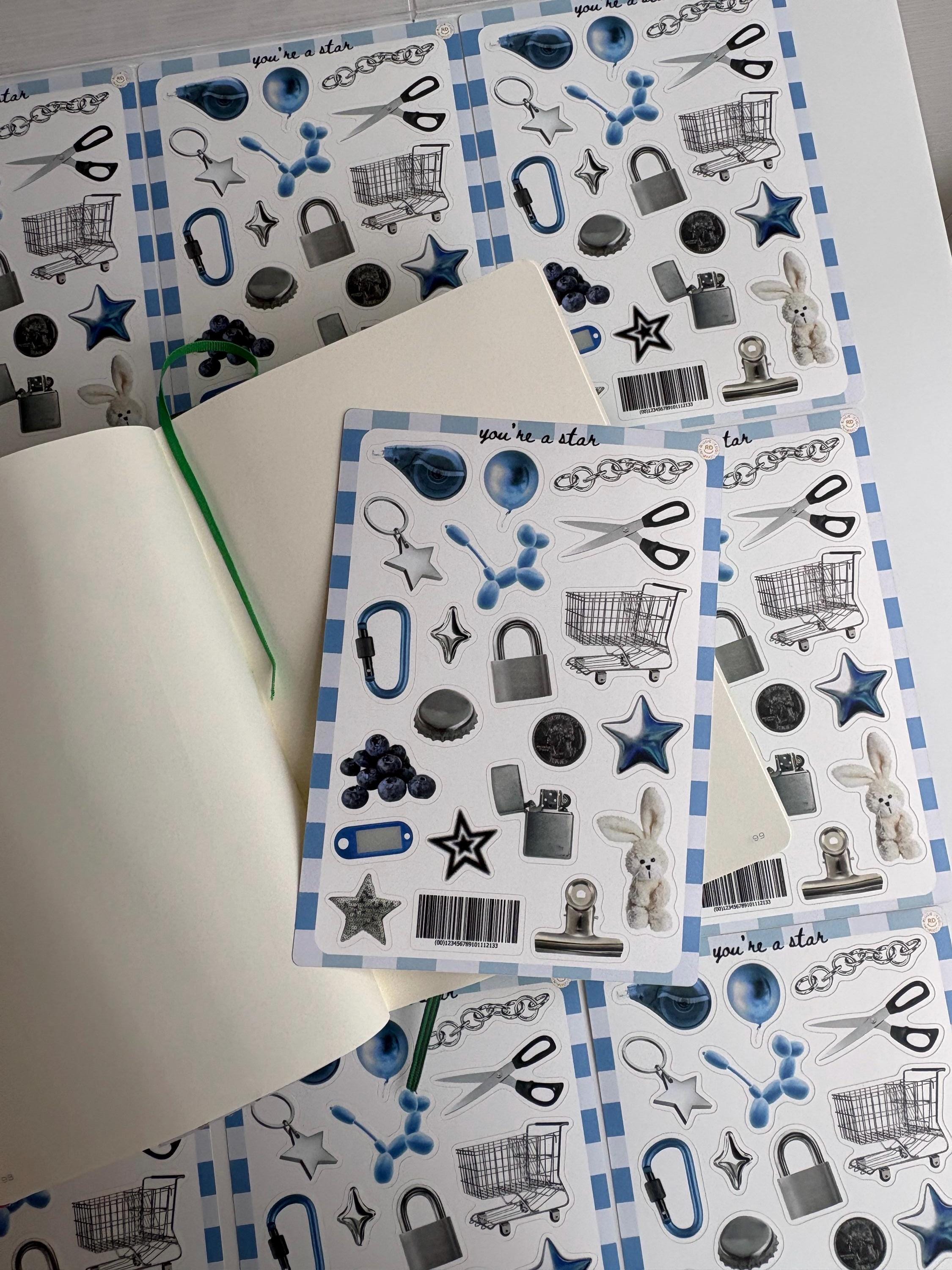 Blue Trinket Journal 5x7 Sticker Sheet