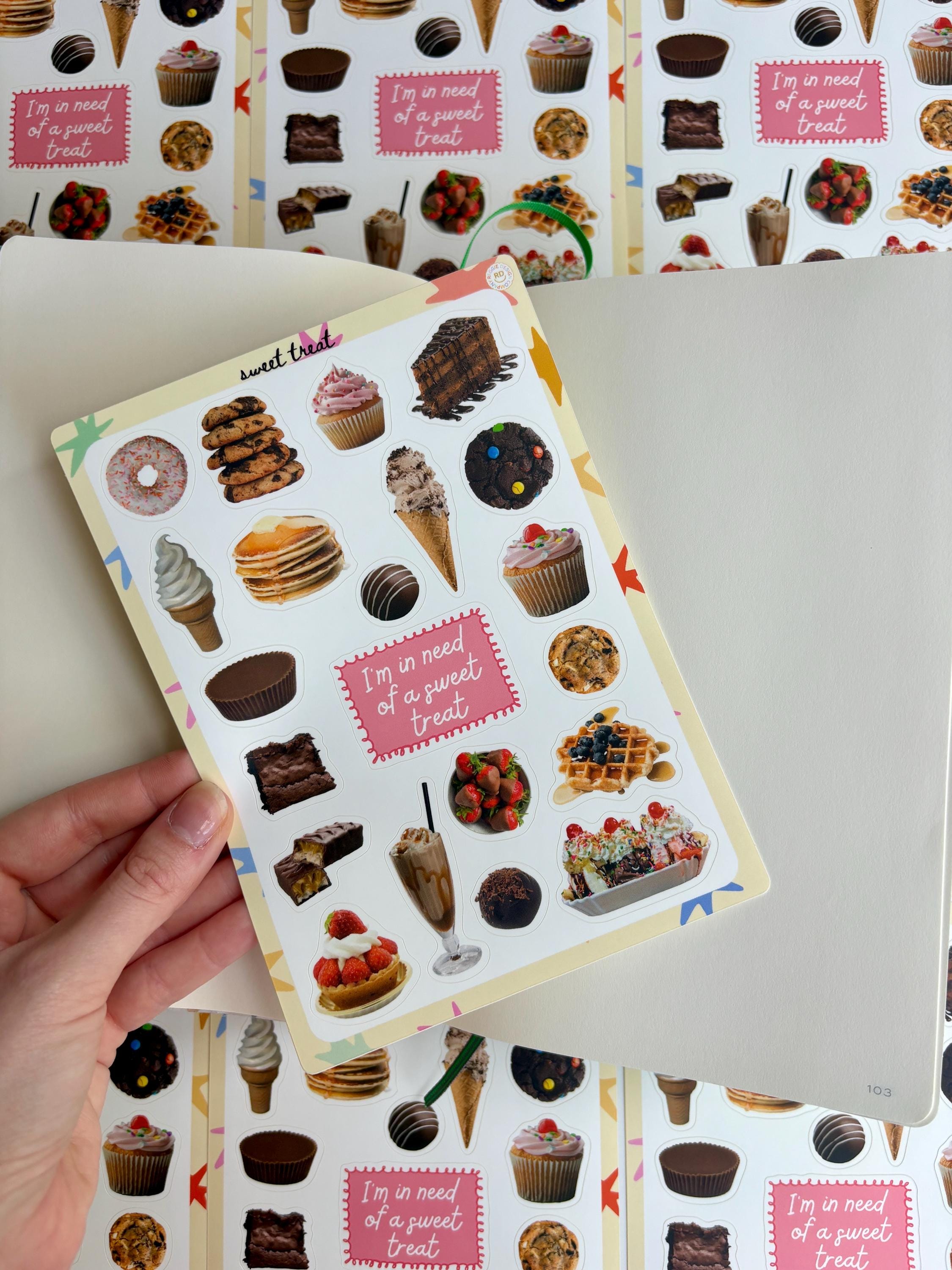 Sweet treat 5x7 Sticker Sheet,Scrapbook Stickers, Journal Cover Stickers,Kiss Cut Sticker , Junk Journal Supplies, Vinyl Stickers