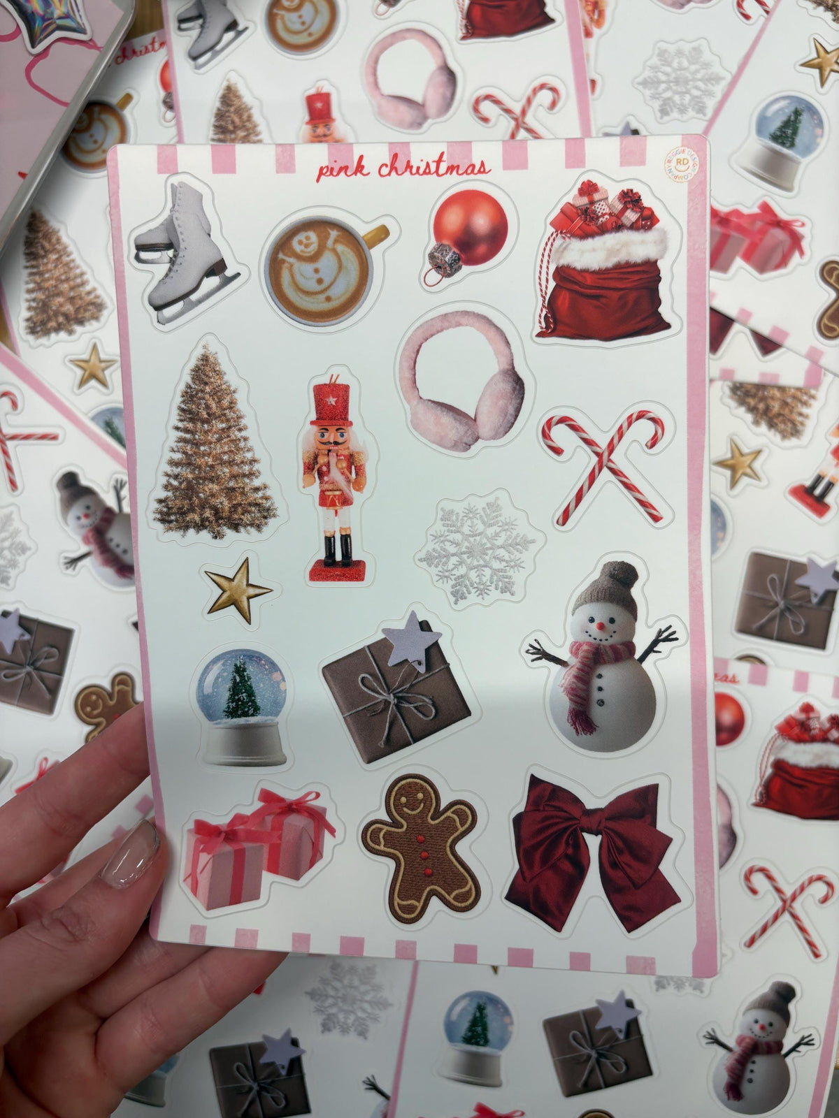 Christmas Trinket Journal 5x7 Sticker Sheet,Scrapbook Stickers, Journal Cover Stickers,Kiss Cut Sticker , Junk Journal Supplies, Stickers