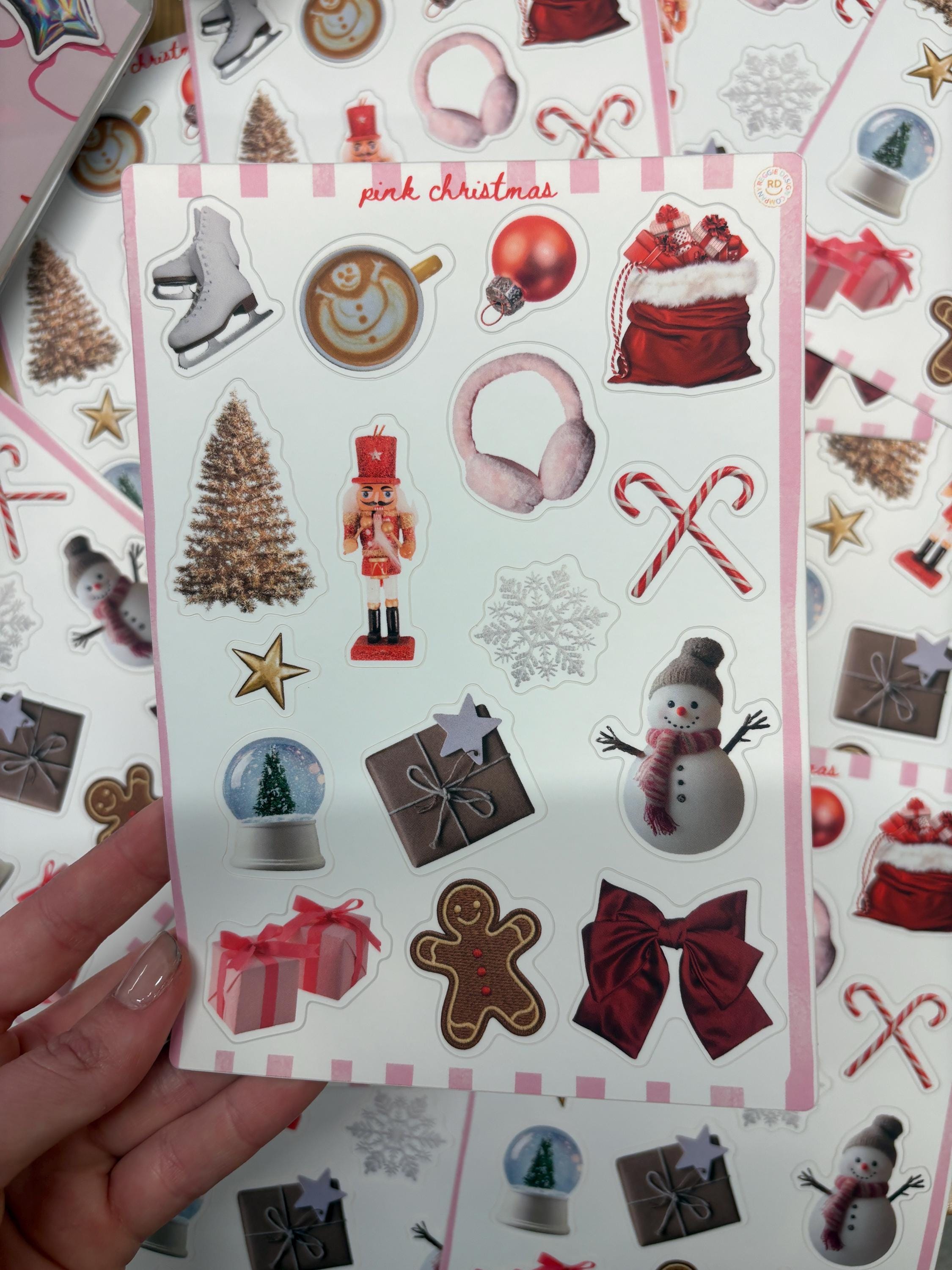 Christmas Trinket Journal 5x7 Sticker Sheet,Scrapbook Stickers, Journal Cover Stickers,Kiss Cut Sticker , Junk Journal Supplies, Stickers