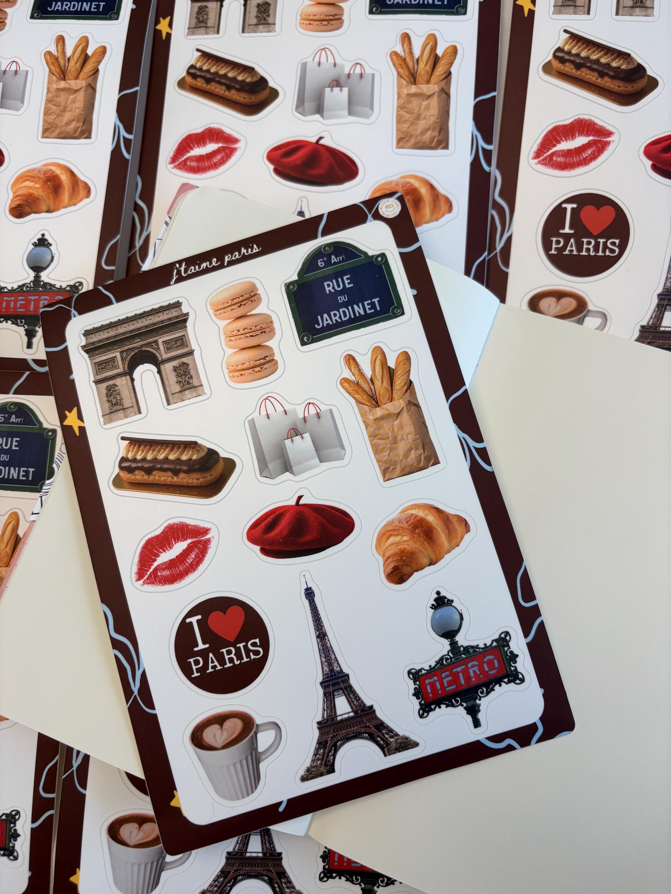 Paris Junk Journal 5x7 Sticker Sheet, Scrapbook Stickers, Journal Cover Stickers, Junk Journal Supplies, Vinyl Stickers, Paris souvenir