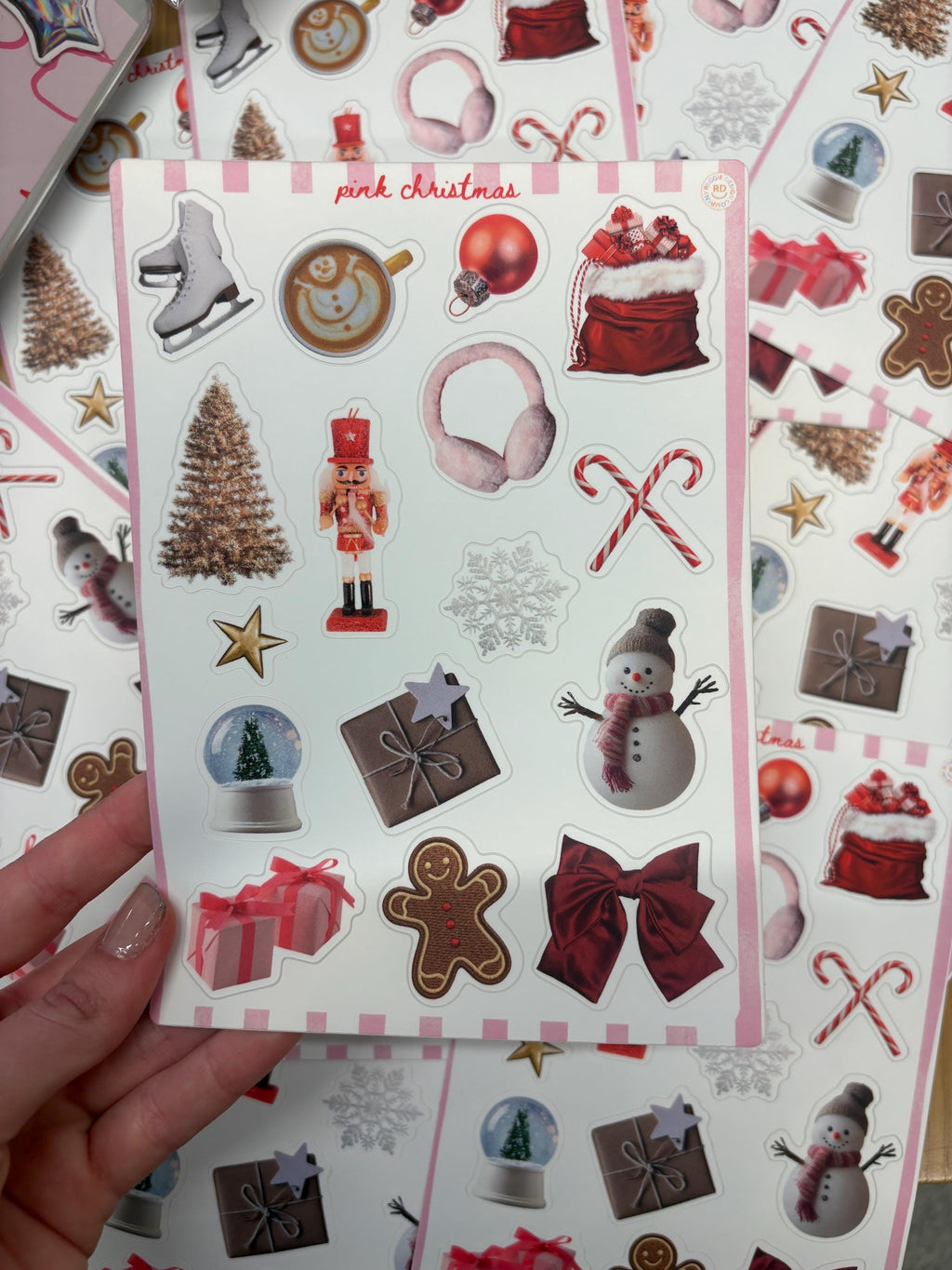 Christmas Trinket Journal 5x7 Sticker Sheet,Scrapbook Stickers, Journal Cover Stickers,Kiss Cut Sticker , Junk Journal Supplies, Stickers
