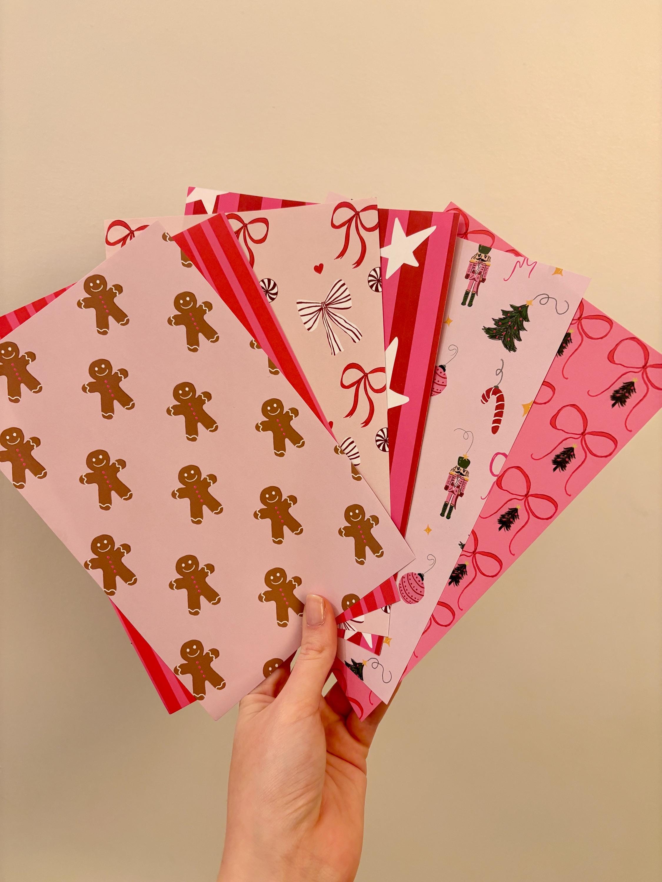 Journal Pattern Notebook 6 Pages -Scrapbooking,Journaling,Junk Journal,Christmas Aesthetics Graphic Pattern,Scrapbook Paper,Blue,Pink,red