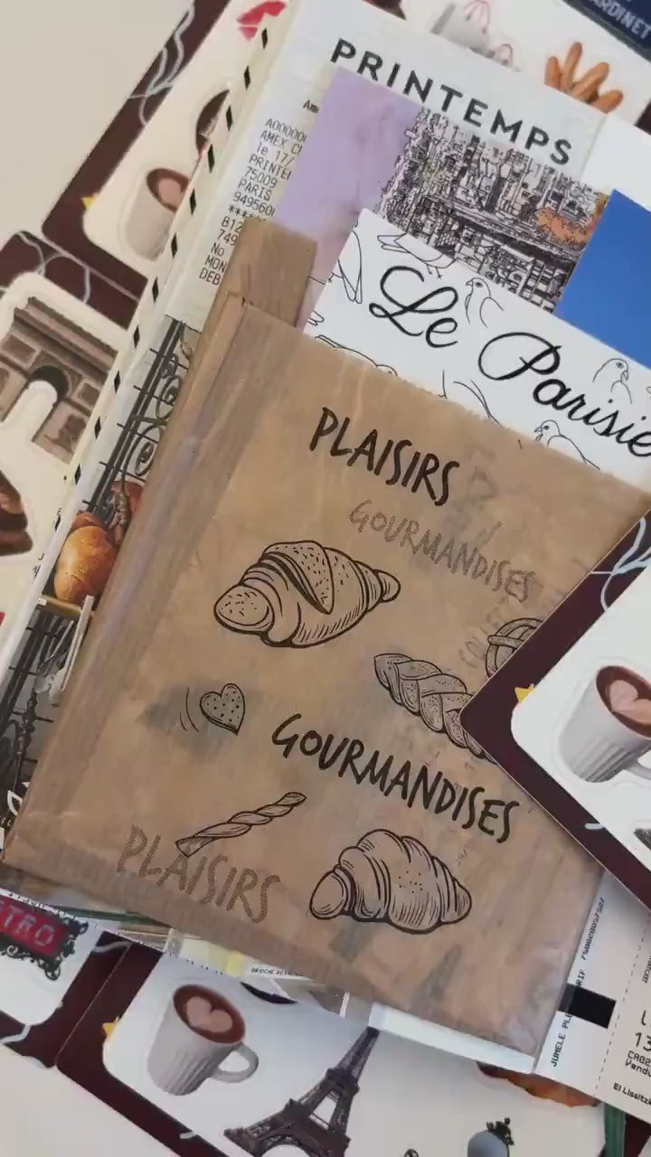 Paris Junk Journal 5x7 Sticker Sheet, Scrapbook Stickers, Journal Cover Stickers, Junk Journal Supplies, Vinyl Stickers, Paris souvenir