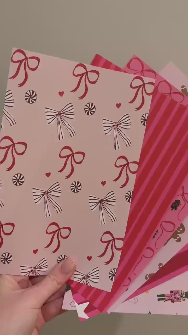 Journal Pattern Notebook 6 Pages -Scrapbooking,Journaling,Junk Journal,Christmas Aesthetics Graphic Pattern,Scrapbook Paper,Blue,Pink,red